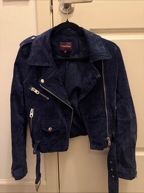 Vigoss Navy Suede Moto Jacket